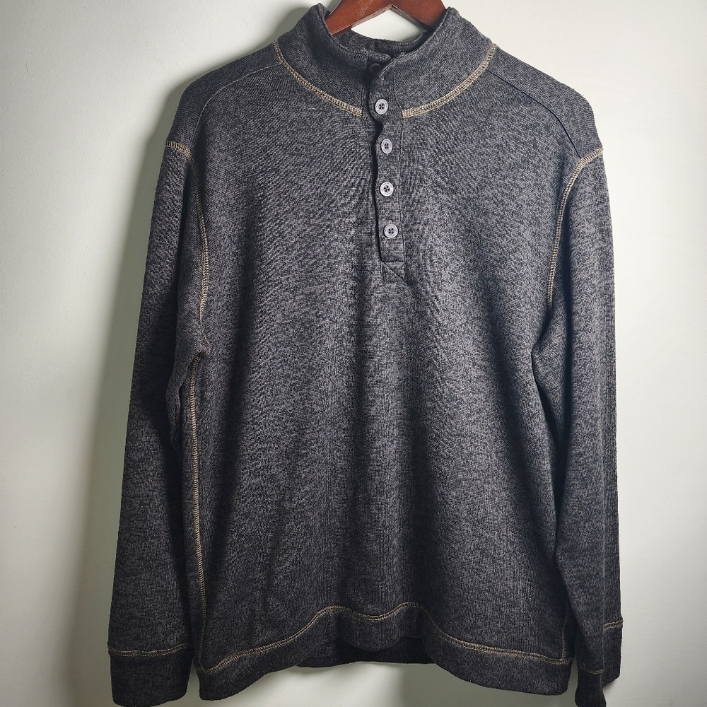 Weatherproof Vintage 5 Button Mock Neck Long Sleeve Fleece Pullover Size Large